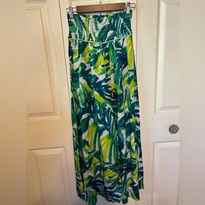 Tropical Print Wide Leg Pants